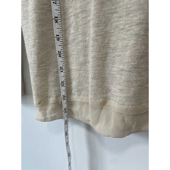 Jigsaw Brand Neutral Beige Silk Lined Cardigan Cotton Linen Sweater Size Medium - Picture 5 of 6
